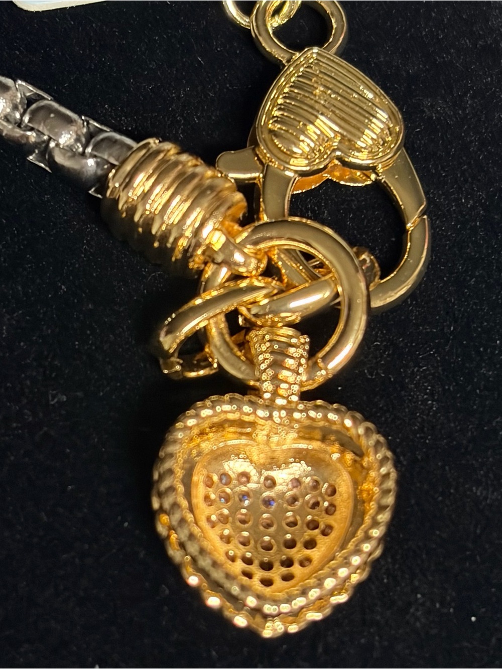 EYE CANDY Los Angeles Gold & Silver Heart Charm Bracelet - Picture 3 of 4